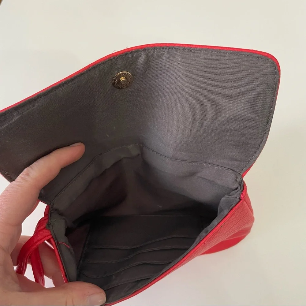 Women's Coral Pebbled Wristlet Clutch Asymmetrical Purse Bag